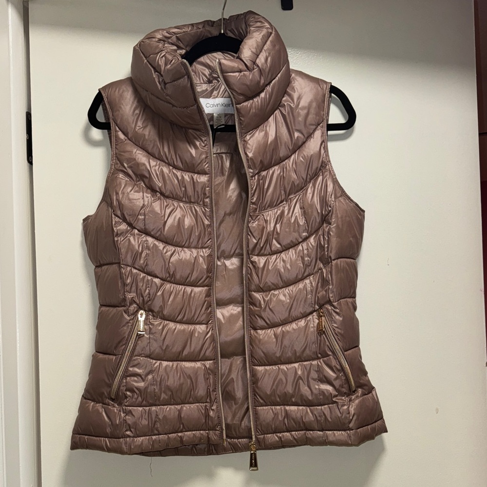 Calvin Klein Shimmering Gold Puffer Jacket